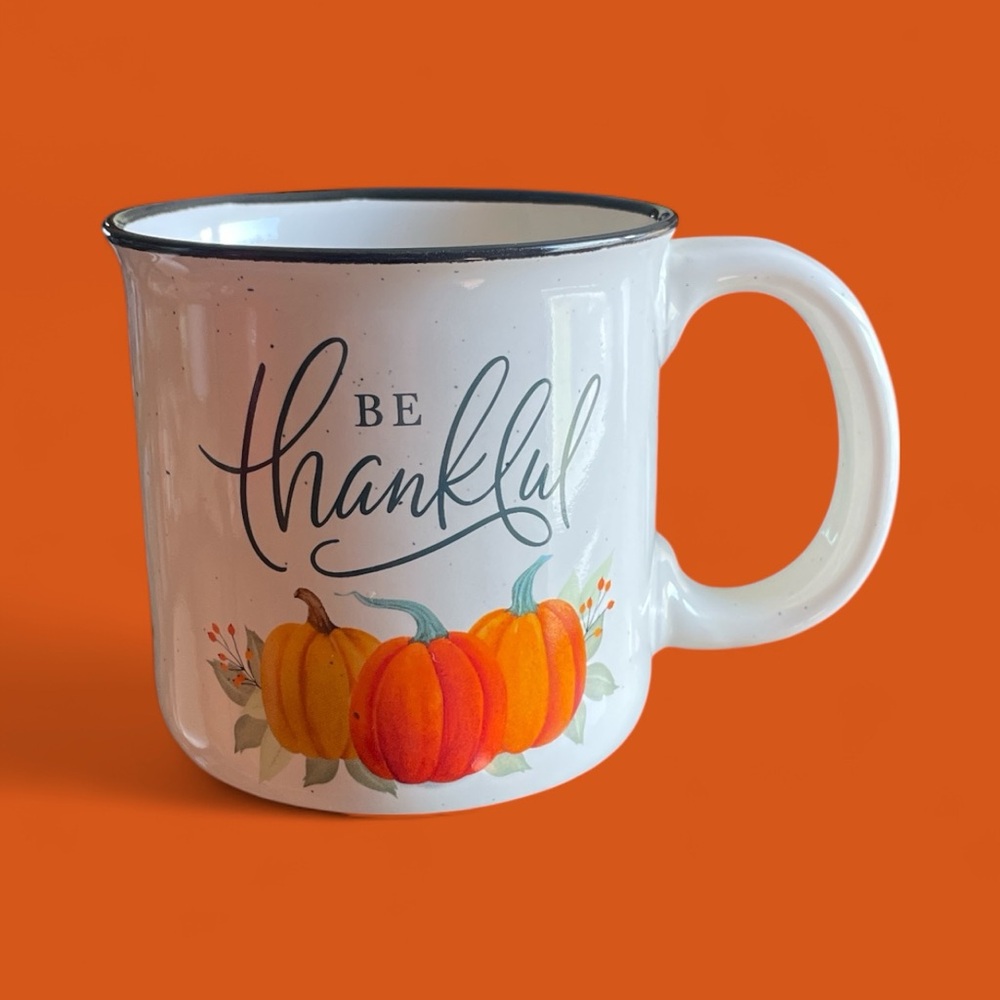 Eccolo White Mug with Orange Pumpkin Design